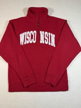 Wisconsin Badgers 1/4 Zip Sweatshirt Mens Medium Red ZooZatz Embroidered NCAA